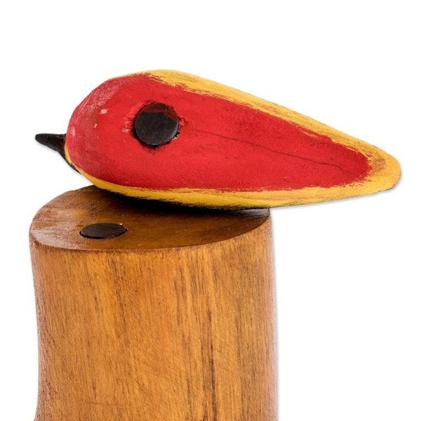 Alternate image for Hand Carved Red Crested Woodpecker Bird Wood Pencil Holder Crimson Crested Woodpecker