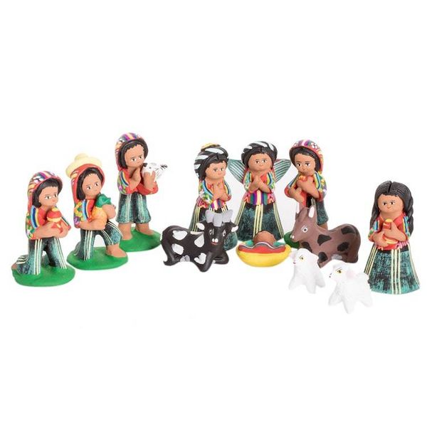 Alternate image for Ceramic Nativity Scene Handcrafted in Guatemalan 12 Pieces Christmas in San Antonio