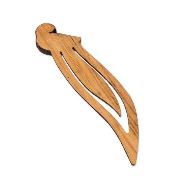 Alternate image for Macaw-Themed Leafy Teak and Mora Wood Bookmark Intellectual Macaw