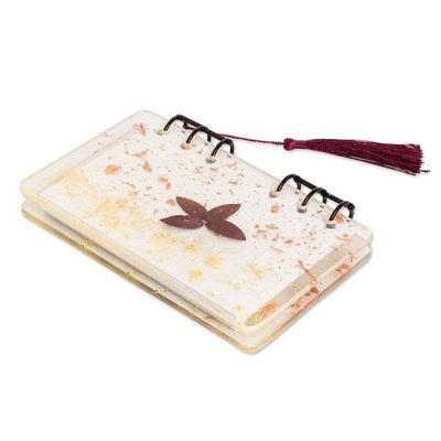 Alternate image for Handcrafted Leafy Resin Journal with Burgundy Tassel Evening Forest