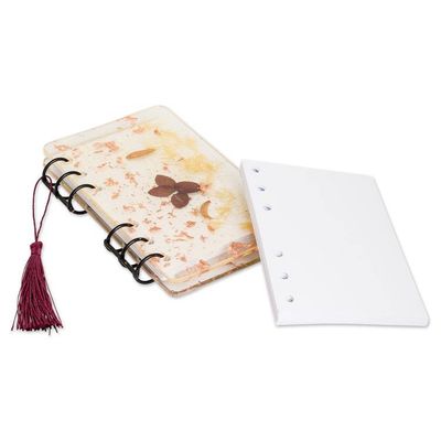 Alternate image for Handcrafted Leafy Resin Journal with Burgundy Tassel Evening Forest