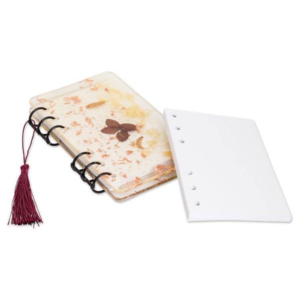 Alternate image for Handcrafted Leafy Resin Journal with Burgundy Tassel Evening Forest
