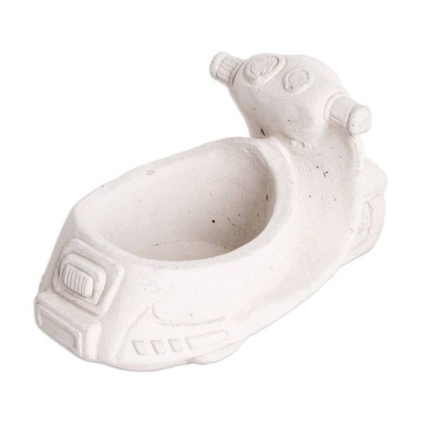 Alternate image for Handcrafted Whimsical Classic Scooter Cement Flower Pot Evergreen Scooter