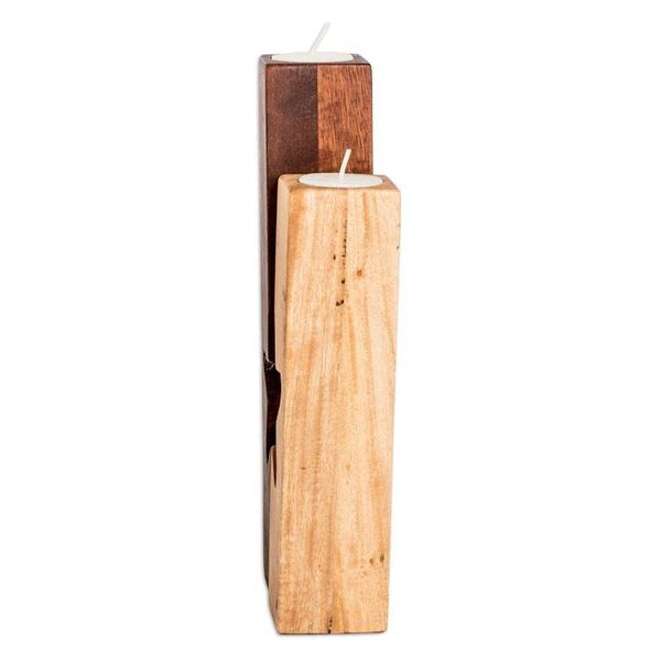 Alternate image for Set of 2 Star-Themed Wood Tealight Candleholders Star of Unity
