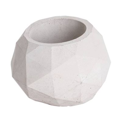 Alternate image for Handcrafted Geometric Cement Flower Pot from El Salvador Geometric Spaces