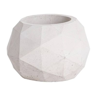 Alternate image for Handcrafted Geometric Cement Flower Pot from El Salvador Geometric Spaces