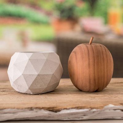 Alternate image for Handcrafted Geometric Cement Flower Pot from El Salvador Geometric Spaces