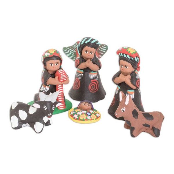 Alternate image for 12-Piece Traditional Ceramic Nativity Scene from Guatemala Christmas in Totonicapn