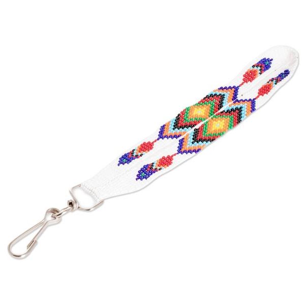 Alternate image for Handcrafted Geometric Glass Beaded Keychain in White Key to Elegance