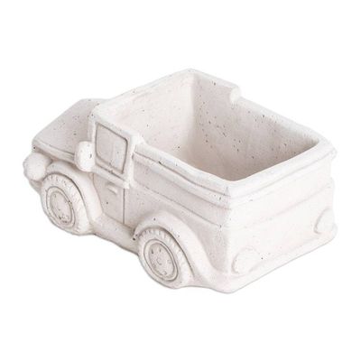 Alternate image for Handcrafted Whimsical Classic Truck Cement Flower Pot Evergreen Truck