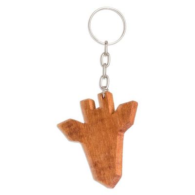 Alternate image for Handcrafted Minimalist Modern Cedarwood Giraffe Keychain Minimalist Giraffe