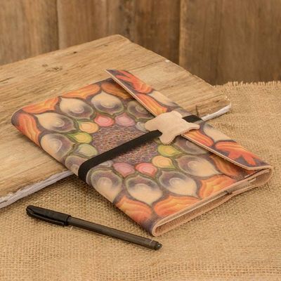 Alternate image for Paper Journal with Flower-Inspired Leather Cover Fantasy Memories