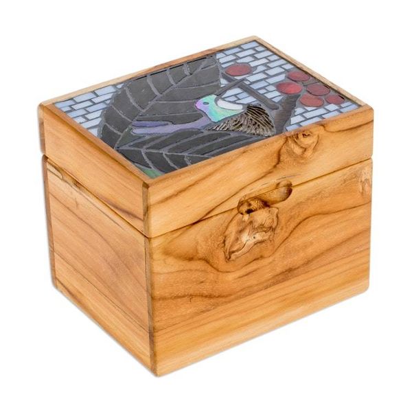 Alternate image for Hummingbird-Themed Mosaic Teak Wood Decorative Box Mosaically Charming