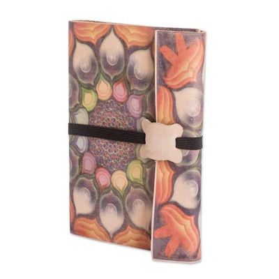 Alternate image for Paper Journal with Flower-Inspired Leather Cover Fantasy Memories