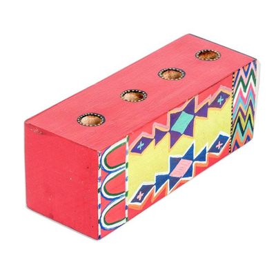 Alternate image for Traditional Guatemalan-Made Pen Holder in a Lacquered Finish Folk Words