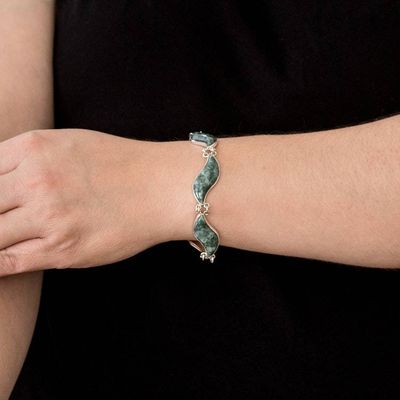 Alternate image for Jade Silver Earrings Necklace and Bracelet Curated Gift Set Green Glam