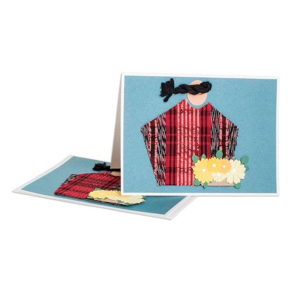 Alternate image for Pair of Blue Greeting Cards with Hand-Woven Cotton Accents Maya Beauty