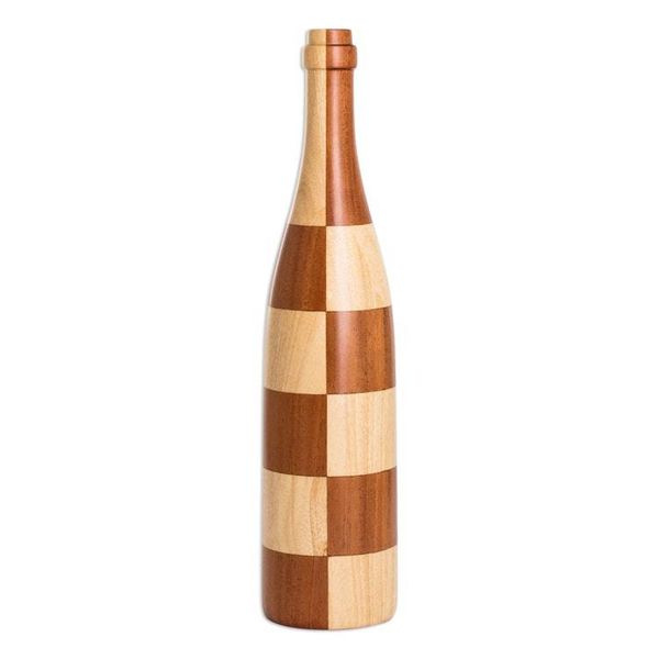 Alternate image for Bottle-Shaped Mahogany and Palo Blanco Wood Decorative Vase Sylvan Elegance