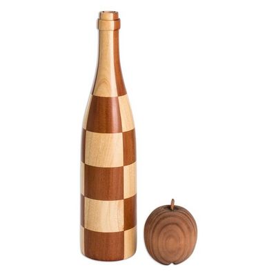 Alternate image for Bottle-Shaped Mahogany and Palo Blanco Wood Decorative Vase Sylvan Elegance