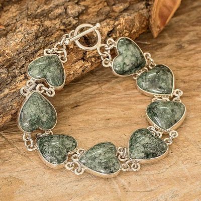 Alternate image for 3-Piece Heart-Themed Jade Silver Curated Jewelry Gift Set Heart Connection