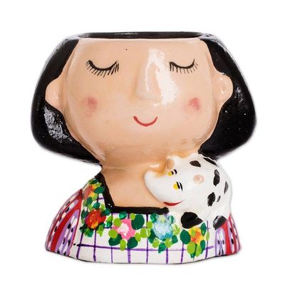 Alternate image for Whimsical Ceramic Little Girl Flower Pot Curated Gift Set Serenity Garden