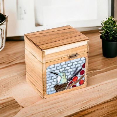 Alternate image for Handcrafted Hummingbird Mosaic Decorative Box in Bright Hues Harmonious Secrets