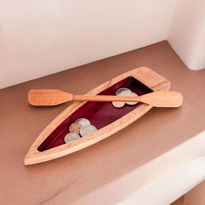 Primary image for Hand-Carved Canoe-Shaped Cedarwood Catchall in Red These Lovely Rivers