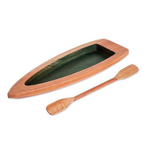 Alternate image for Hand-Carved Green Cedarwood Boat Catchall from Costa Rica Adventure in the Green River