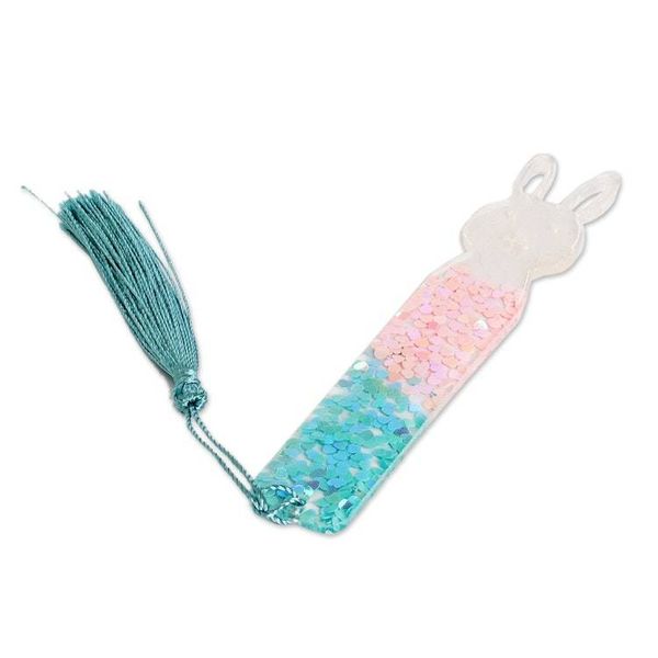 Alternate image for Handmade Bunny-Themed Resin Bookmark with Turquoise Tassel Bunny Legends