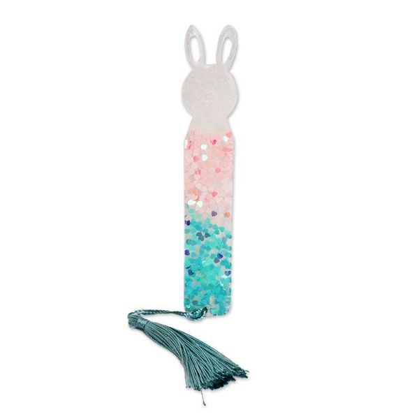 Alternate image for Handmade Bunny-Themed Resin Bookmark with Turquoise Tassel Bunny Legends