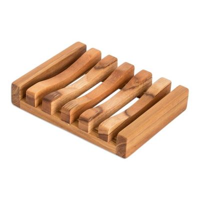 Alternate image for Rectangular Self-Draining Teak Wood Soap Dish from Guatemala Serenity