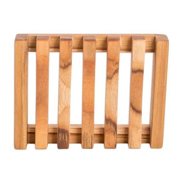 Alternate image for Rectangular Self-Draining Teak Wood Soap Dish from Guatemala Serenity