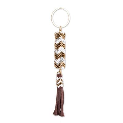 Alternate image for Beaded Leather Keychain and Bag Charm Handmade in Guatemala Lovely Radiance