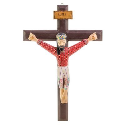 Alternate image for Hand-Painted Wood Wall Cross from Guatemala Christs Sacrifice