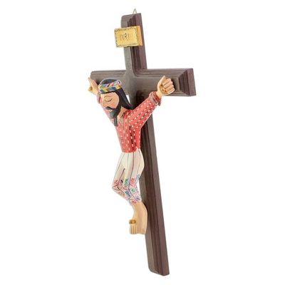 Alternate image for Hand-Painted Wood Wall Cross from Guatemala Christs Sacrifice