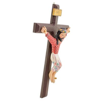Alternate image for Hand-Painted Wood Wall Cross from Guatemala Christs Sacrifice