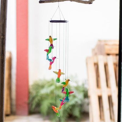 Alternate image for Ceramic Mobile with Eight Multicolored Hummingbirds Circling Hummingbirds