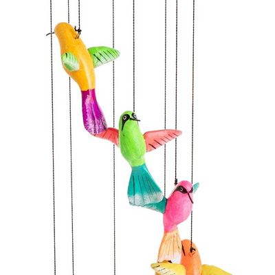 Alternate image for Ceramic Mobile with Eight Multicolored Hummingbirds Circling Hummingbirds