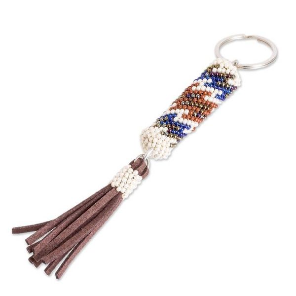 Alternate image for Beaded Leather Keychain and Bag Charm Handmade in Guatemala Chic Subtlety