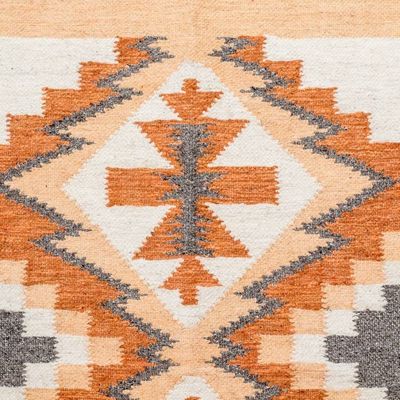 Alternate image for Handloomed Acrylic Geometric Area Rug in Orange 2.5x4.5 Celestial Diamonds