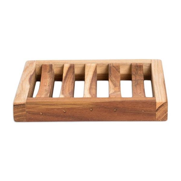 Alternate image for Self-Draining Teak Wood Soap Dish Crafted in Guatemala Harmony