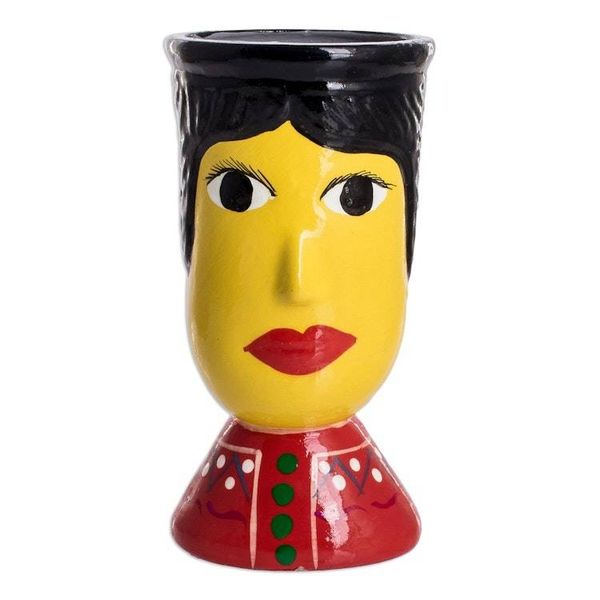 Alternate image for Double Face Ceramic Flower Pot Hand-Painted in Guatemala St. Louis