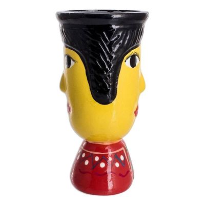 Alternate image for Double Face Ceramic Flower Pot Hand-Painted in Guatemala St. Louis