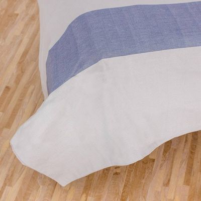 Alternate image for Guatemalan Cotton Duvet Cover in Cadet Blue and Pearl Grey Dreamy Cadet Blue