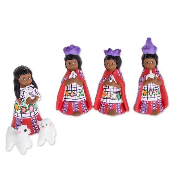 Alternate image for Hand-Painted Cultural Ceramic Nativity Scene from Guatemala Santiago Nativity