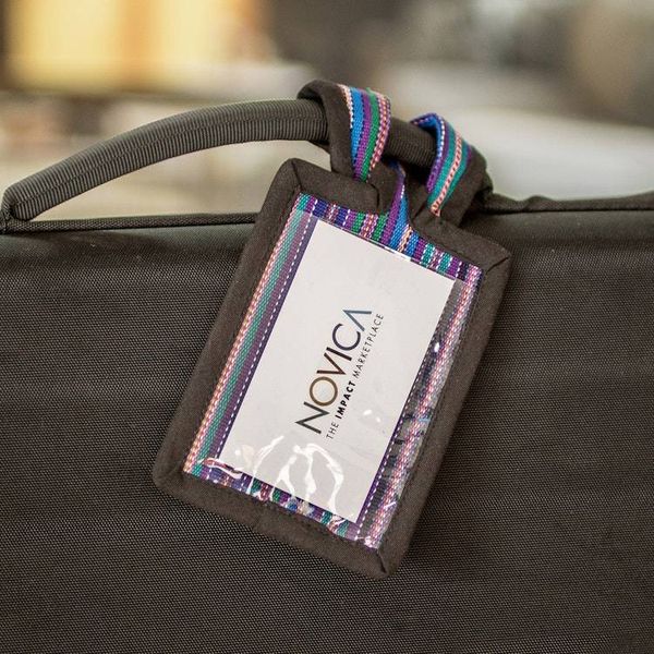 Alternate image for Multicolored Cotton Luggage Tag Handmade in Guatemala My Homelands Colors