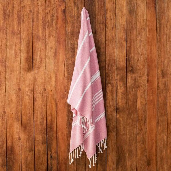 Alternate image for Striped Cotton Beach Towel in Crimson from Guatemala Sweet Relaxation in Crimson
