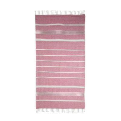 Alternate image for Striped Cotton Beach Towel in Crimson from Guatemala Sweet Relaxation in Crimson