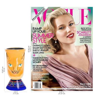 Alternate image for Handcrafted Yellow Ceramic Flower Pot Top Cat in Yellow