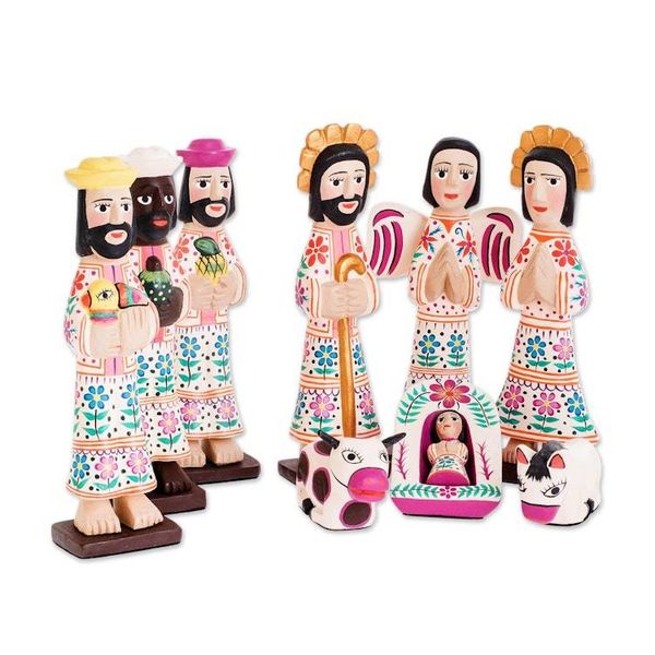 Alternate image for 10-piece Nativity Scene Hand-carved Wood from Guatemala Holy Gifts